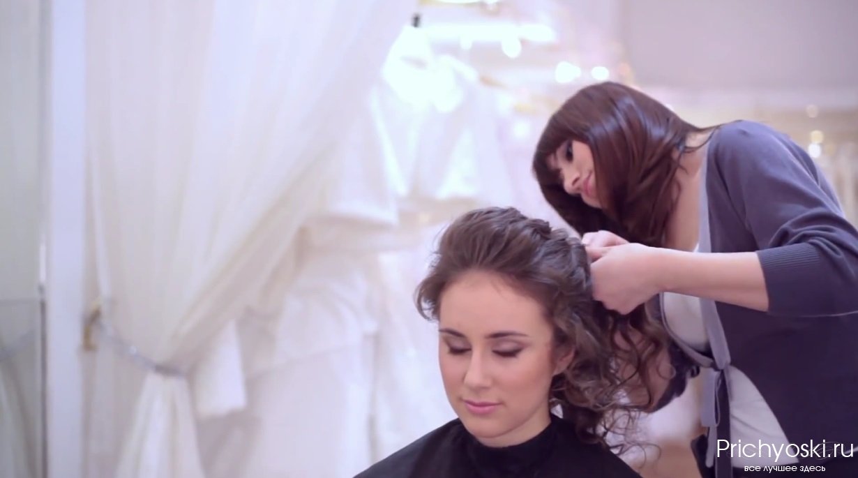 Свадебная прическа из косы с цветком видео